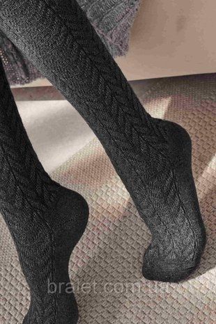 Гольфи жіночі LEGS KWC28 KNEE HIGH WOOL CASHMERE в косички р. 36-40, антрацит В00342473 фото