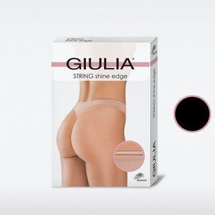Безшовні трусики стрінги з декоративним кантом GIULIA STRING SHINE EDGE black-S/M В00335960 фото