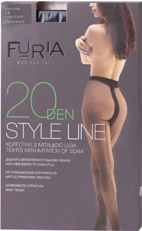 Колготки з імітацією шва FURIA STYLE LINE 1216, 20 DEN, 3 чорні В00344969 фото
