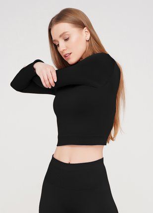 Спортивний топ з довгими рукавами GIULIA CROP TOP nero-S/M В00321963 фото
